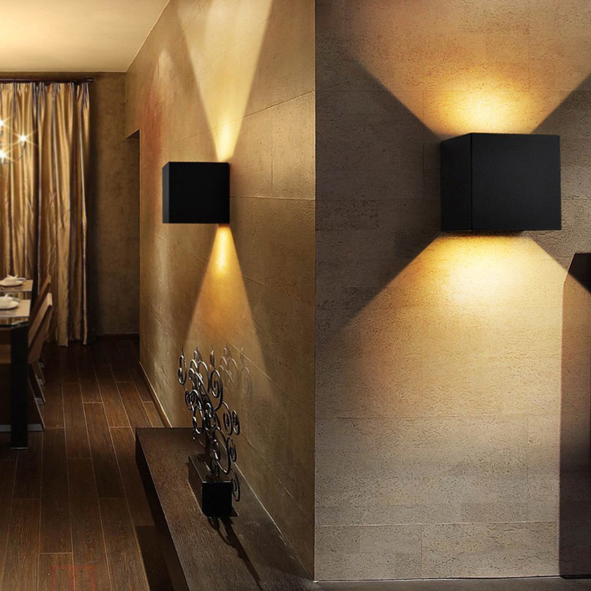 Applique murale LED design en cube (noir, blanc ou gris) - vue 3 sur 6