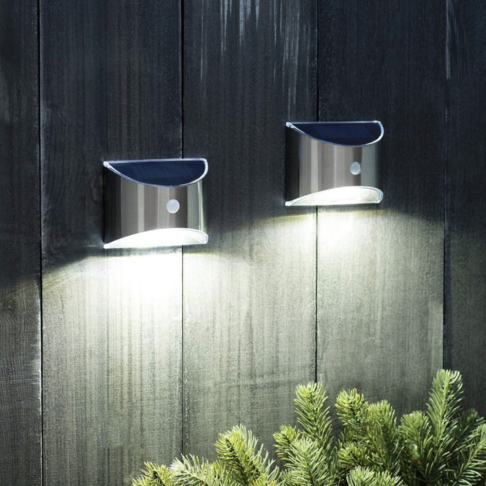 Applique extérieur solaire à LED chromée arrondie (lot de 2) - vue 3 sur 4