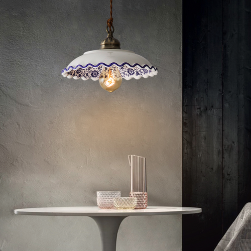 Suspension moderne LED abat-jour en céramique blanc Riya - vue 5 sur 7