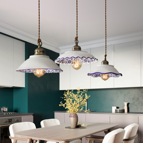 Suspension moderne LED abat-jour en céramique blanc Riya - vue 4 sur 7