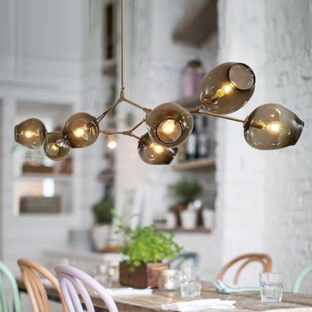 Lustre design avec plusieurs bras et abat-jour Vintage - vue 3 sur 3