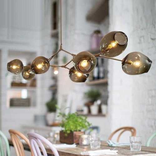 Lustre design avec plusieurs bras et abat-jour Vintage - vue 3 sur 3