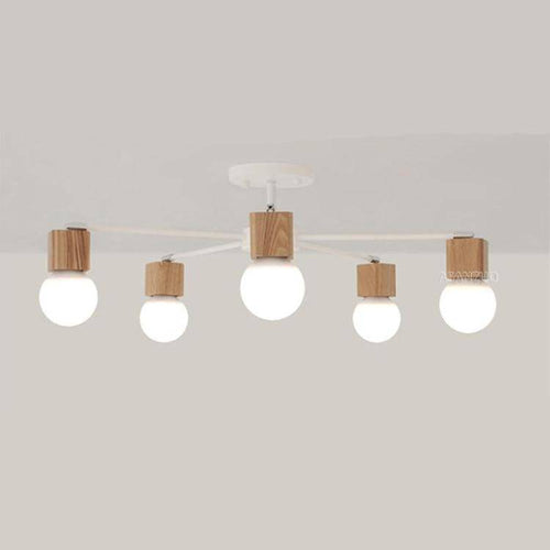 Plafonnier LED en bois et métal à une ou plusieurs lampes - vue 7 sur 8