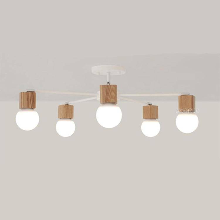 Plafonnier LED en bois et métal à une ou plusieurs lampes - vue 7 sur 8