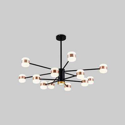 Lustre design LED en métal noir avec plusieurs lampes rose gold Fly - vue 7 sur 7