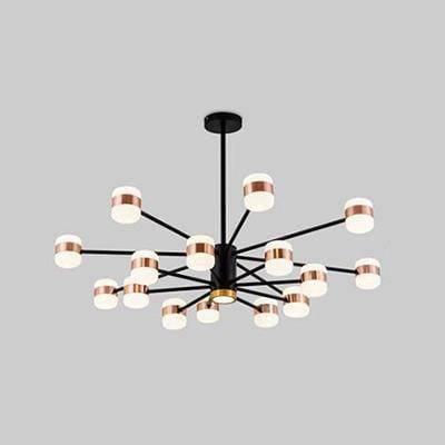 Lustre design LED en métal noir avec plusieurs lampes rose gold Fly - vue 8 sur 7