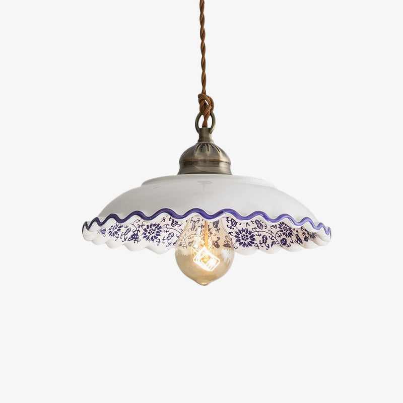 Suspension moderne LED abat-jour en céramique blanc Riya - vue 6 sur 7