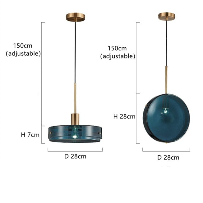 Suspension design arrondie en verre bleue Harpais - vue 8 sur 8