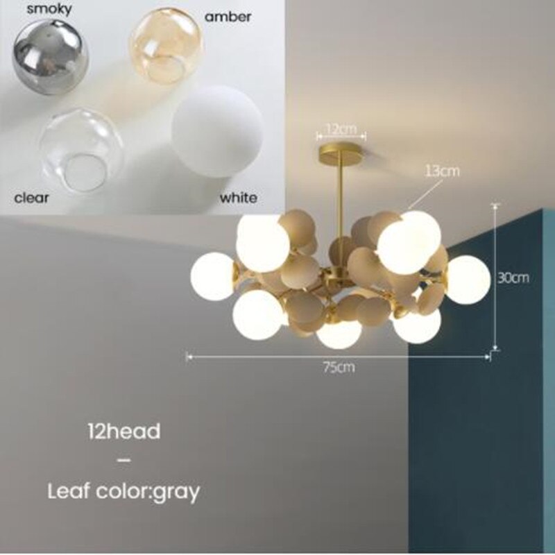 Lustre moderne en forme de nuage avec boules en verre Rivers - vue 9 sur 16