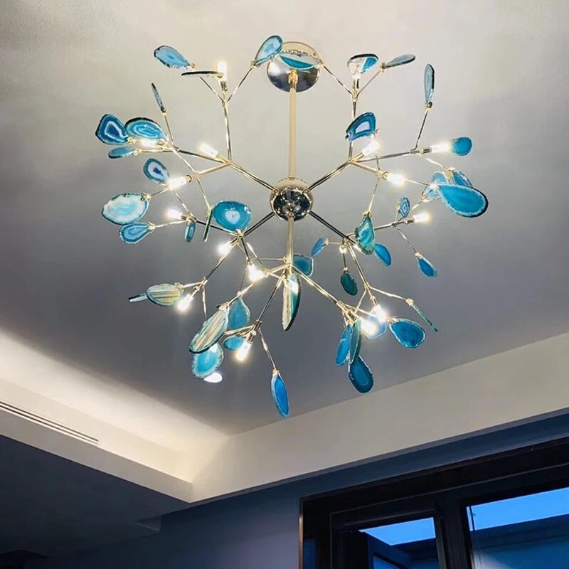Lustre moderne en cristal LED coloré Sariya - vue 4 sur 17