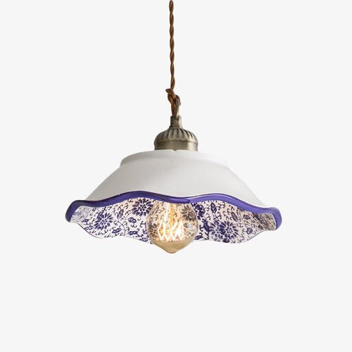 Suspension moderne LED abat-jour en céramique blanc Riya - vue 6 sur 7