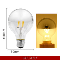 Ampoule E27 à LED G80 4W retro argenté