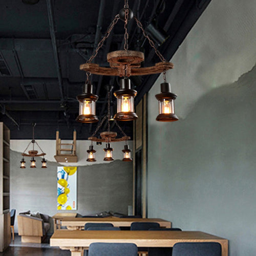Lustre vintage avec base en forme d'ancre en bois Alaska - vue 8 sur 10