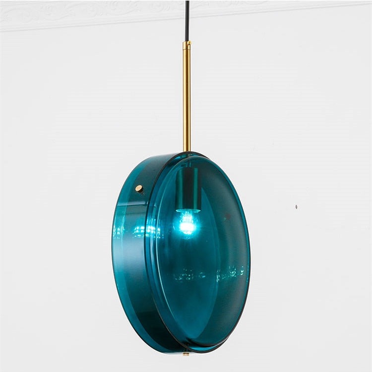 Suspension design arrondie en verre bleue Harpais - vue 7 sur 8