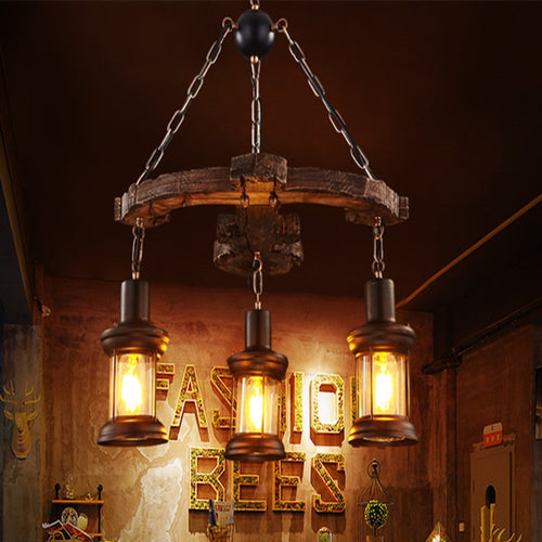 Lustre vintage avec base en forme d'ancre en bois Alaska - vue 4 sur 10