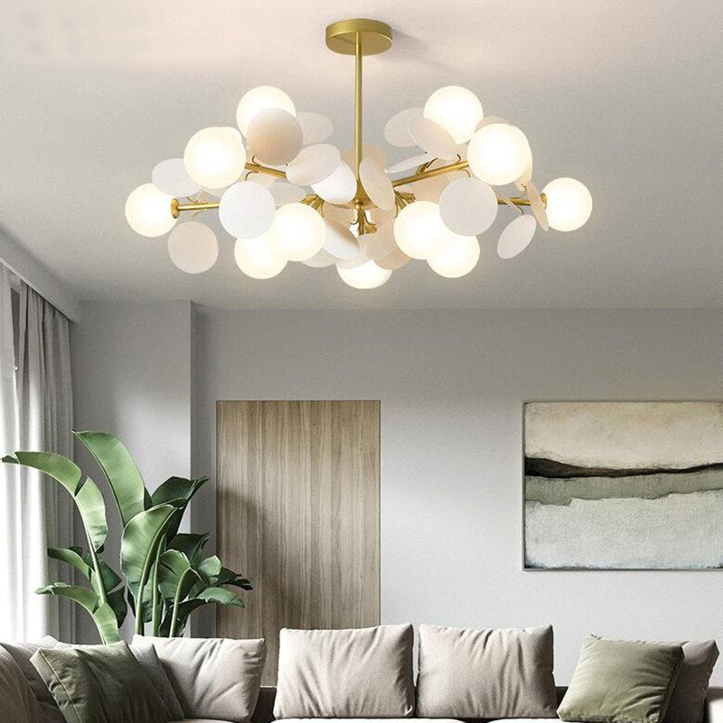 Lustre moderne en forme de nuage avec boules en verre Rivers - vue 4 sur 16