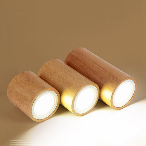 Spot scandinave LED circulaire en bois Rogely - vue 5 sur 11