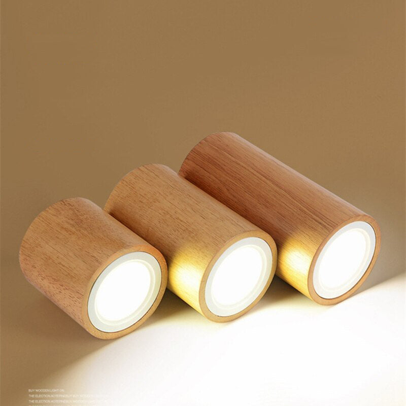 Spot scandinave LED circulaire en bois Rogely - vue 4 sur 11