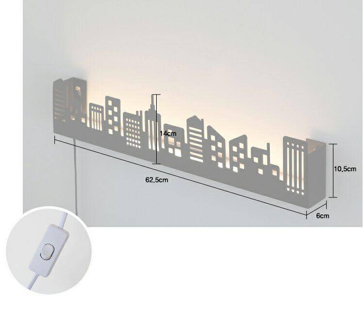 Applique murale LED scandinave en forme de ville (noir ou blanc) - vue 3 sur 3