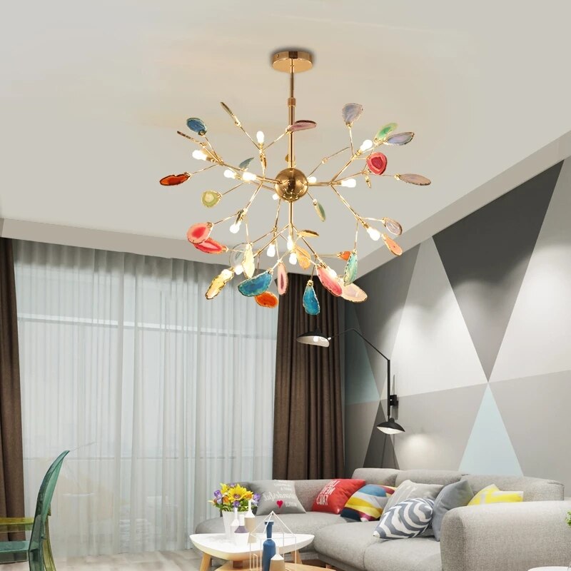 Lustre moderne en cristal LED coloré Sariya - vue 2 sur 17