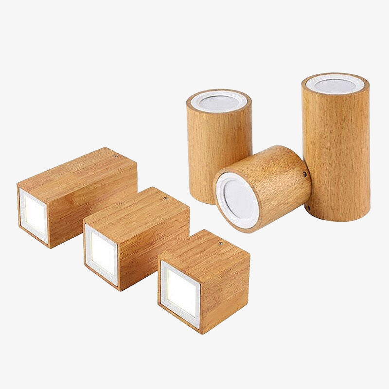 Spot scandinave LED circulaire en bois Rogely - vue 1 sur 11