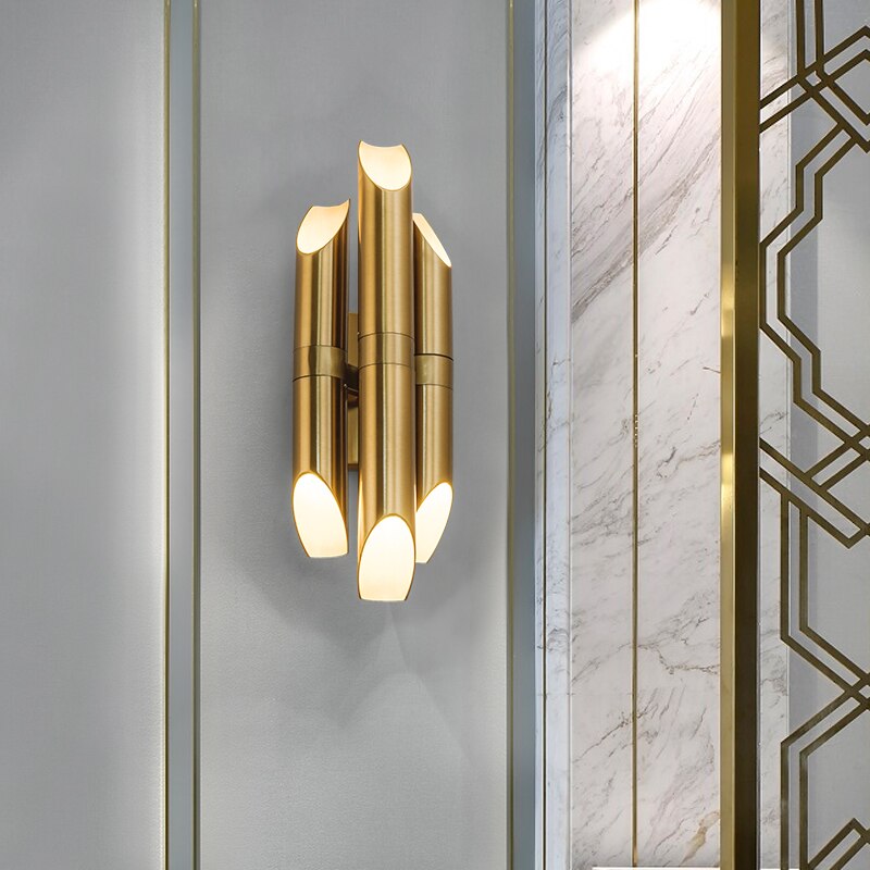 Applique murale moderne LED en tube doré Corden - vue 3 sur 7