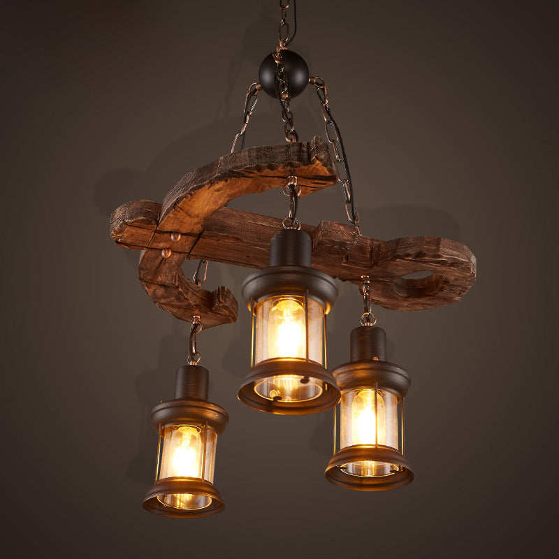 Lustre vintage avec base en forme d'ancre en bois Alaska - vue 10 sur 10