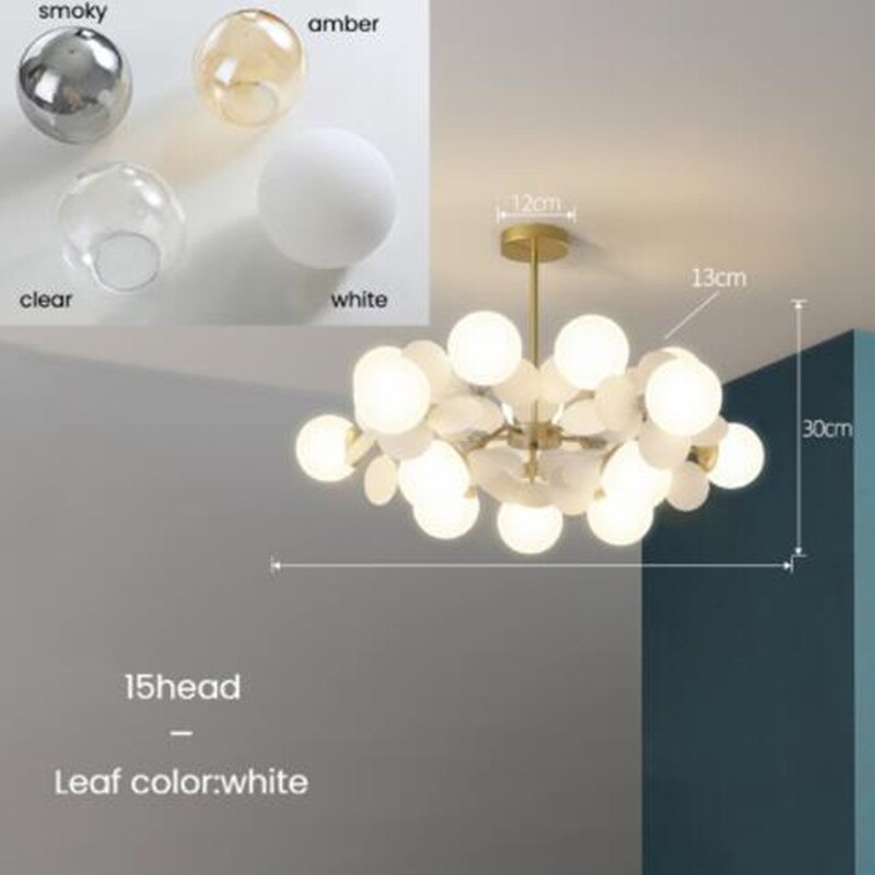 Lustre moderne en forme de nuage avec boules en verre Rivers - vue 8 sur 16