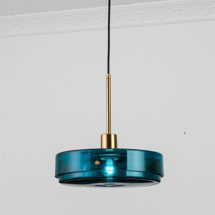 Suspension design arrondie en verre bleue Harpais - vue 6 sur 8