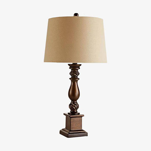 Lampe à poser de chevet en résine et abat-jour en tissu American - vue 2 sur 4