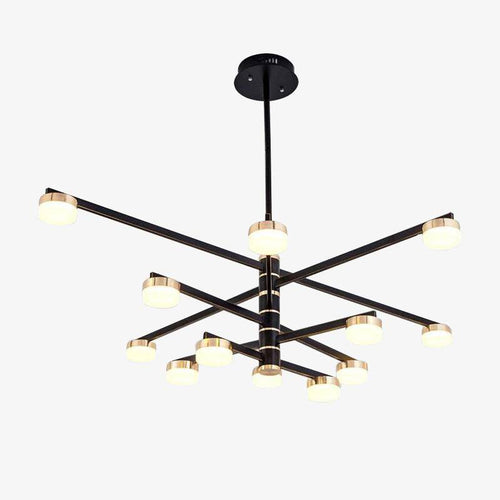 Lustre design avec bras et lampes LED dorées Living - vue 2 sur 10