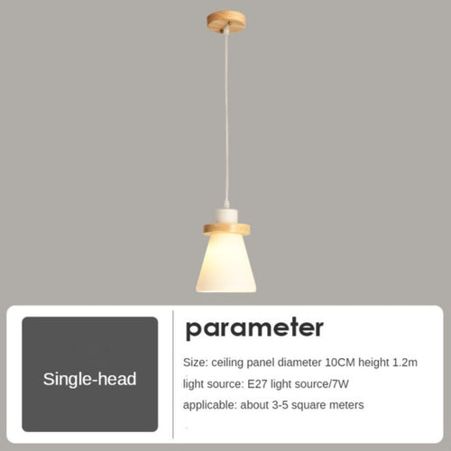 Suspension scandinave LED abat-jour en verre et en bois Kaylie - vue 9 sur 9