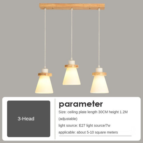 Suspension scandinave LED abat-jour en verre et en bois Kaylie - vue 10 sur 9