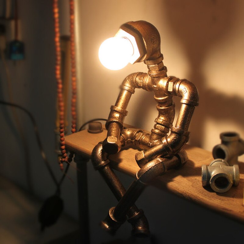 Lampe à poser industrielle LED figure robotique métallique Nile - vue 6 sur 15