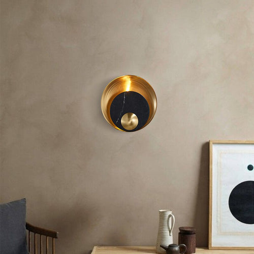 Applique murale design LED en marbre et laiton doré luxury - vue 6 sur 6