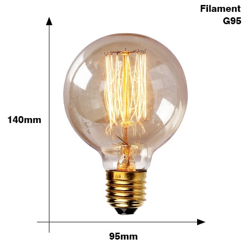 Grosse ampoule boule à incandescence filament vintage 40W Edison - vue 3 sur 3