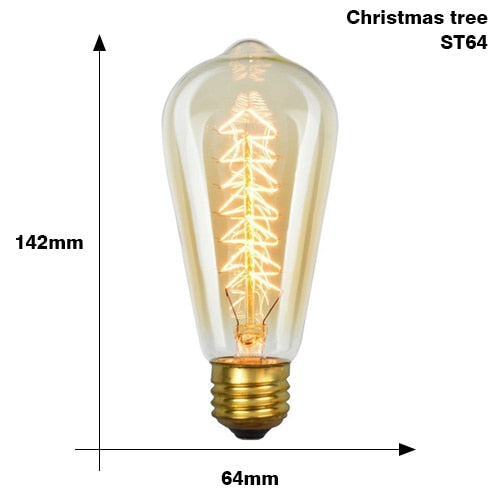 Ampoule conique tube à incandescence filament triangle vintage 40W Edison - vue 3 sur 3