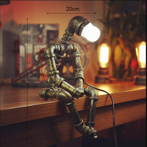 Lampe à poser industrielle LED figure robotique métallique Nile - vue 15 sur 15