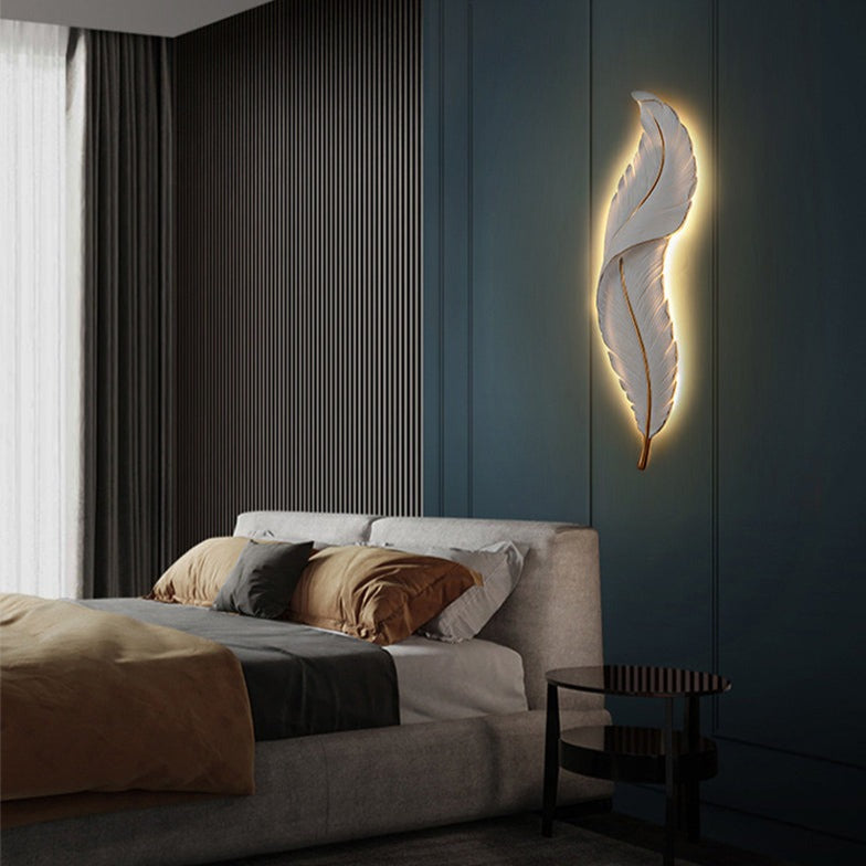 Applique murale moderne LED en forme de plume blanche Kauai - vue 7 sur 11