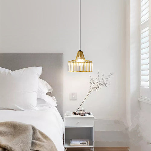 Suspension design avec abat-jour en verre ambré Cloarec - vue 3 sur 9