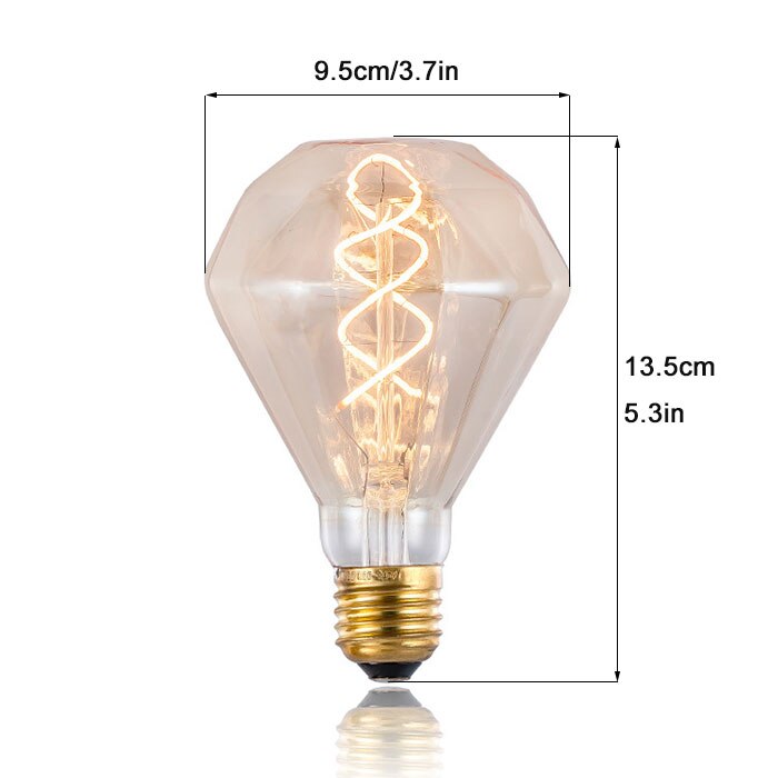 Ampoule diamant à incandescence filament spiral vintage 4W à LED Edison - vue 4 sur 4