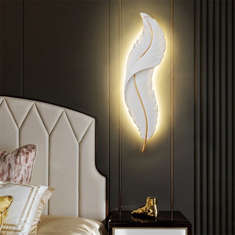 Applique murale moderne LED en forme de plume blanche Kauai - vue 5 sur 11