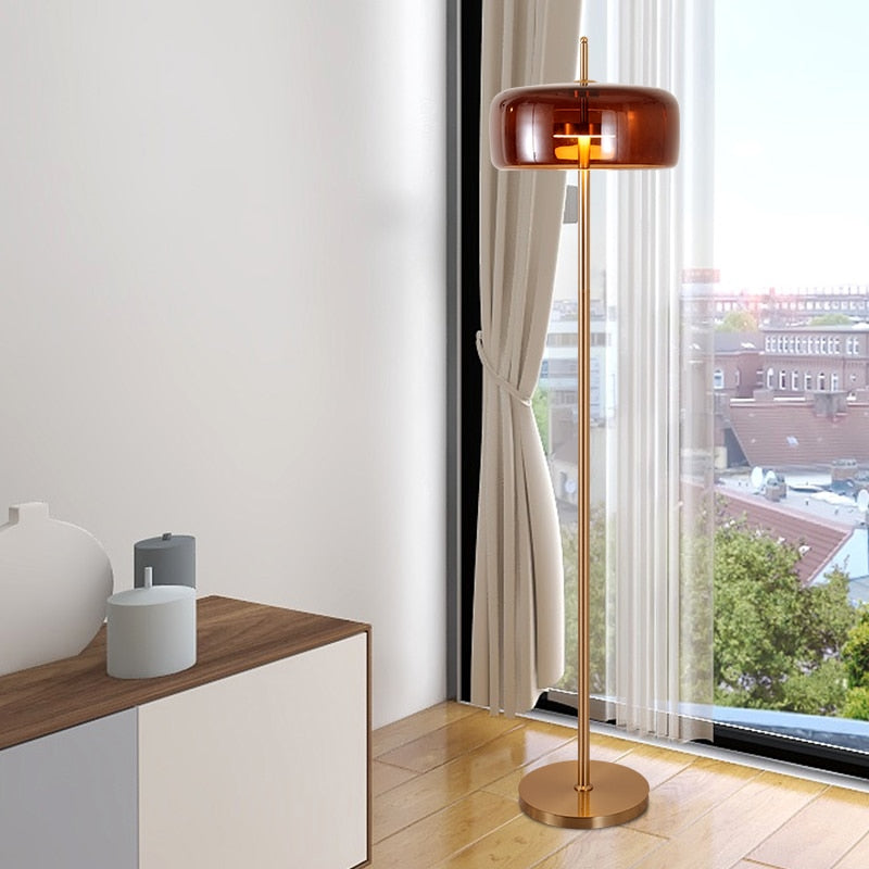 Lampadaire design arrondie en verre fumé Chandelier - vue 3 sur 4