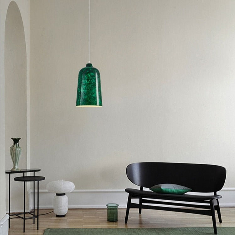 Suspension design avec abat-jour en métal vert Livia - vue 5 sur 6