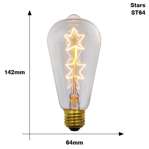 Ampoule conique à incandescence filament étoile vintage 40W Edison - vue 3 sur 3