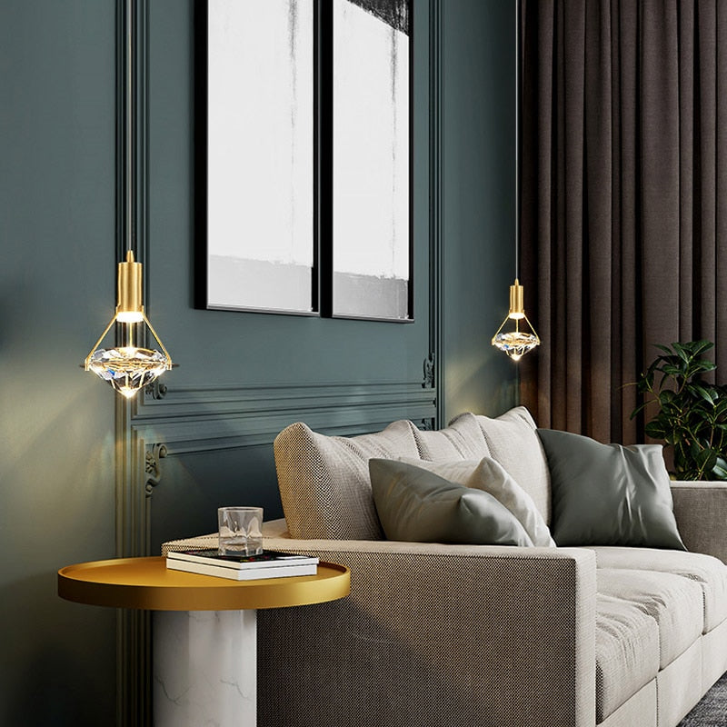 Suspension design LED luxury en forme de diamant Savia - vue 6 sur 9
