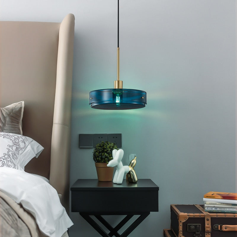 Suspension design arrondie en verre bleue Harpais - vue 3 sur 8