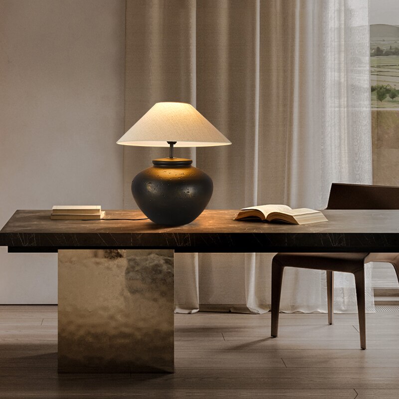 Lampe de chevet en céramique abat-jour en tissus Japan - vue 2 sur 8