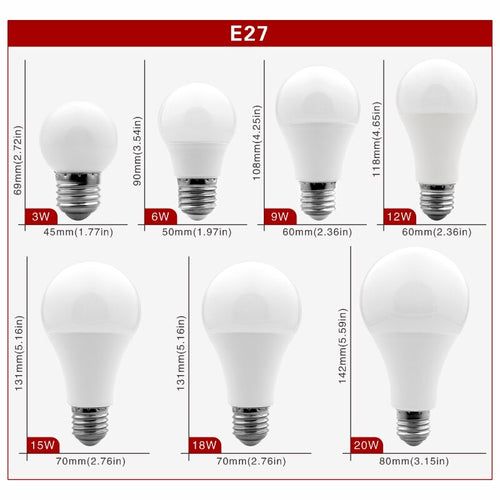 Lot de 7 ampoules E27 à LED (3W à 20W) - vue 2 sur 2