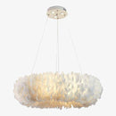 Lustre rond design LED en plumes colorées